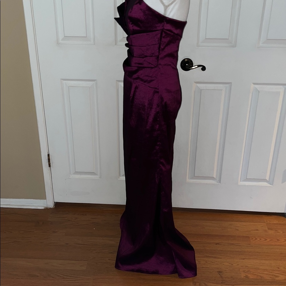 vintage Jessica McClintock dress maxi strapless metallic pleated formal gown - Picture 3 of 8